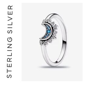 🌟 S925 Sterling Silver Sparkling Moon Ring